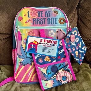 Disney Stitch “Love At First Bite” 5-piece Backpack Set